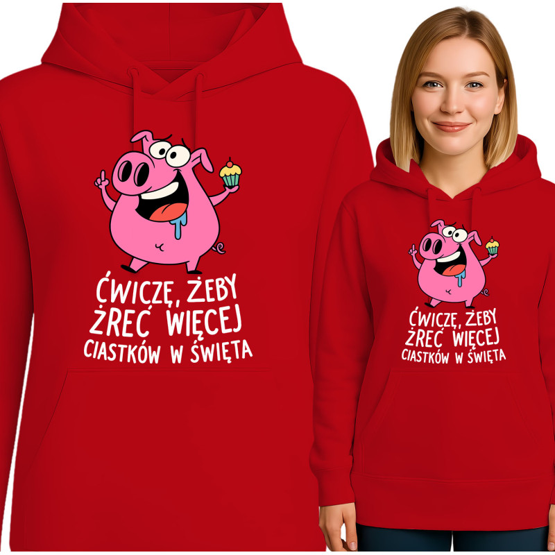 Bluza damska 'Ćwiczę, żeby żreć więcej ciastek w święta'