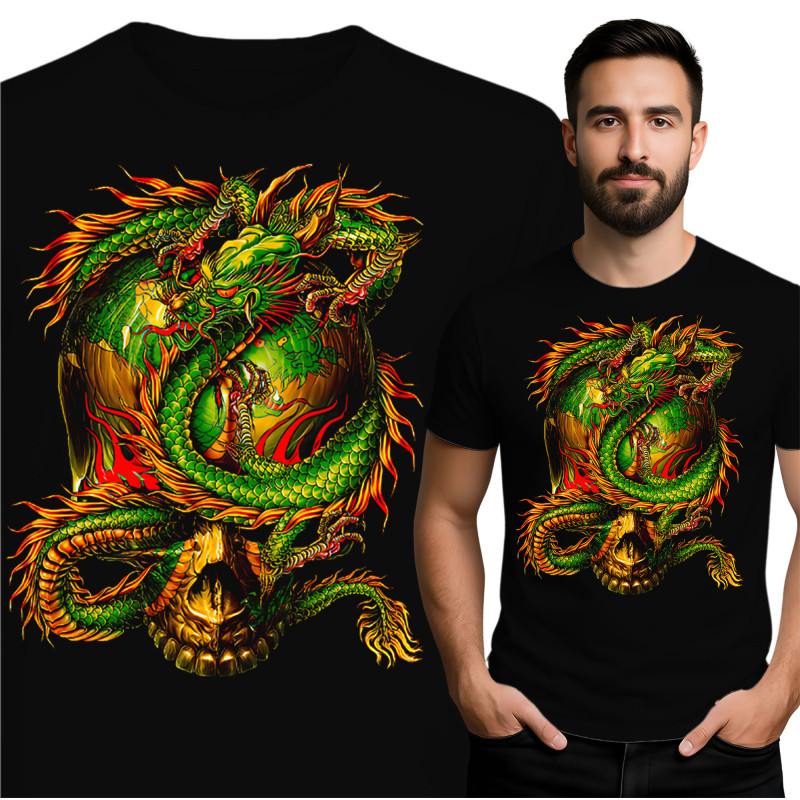 Epische Draak en Schedel T-shirt