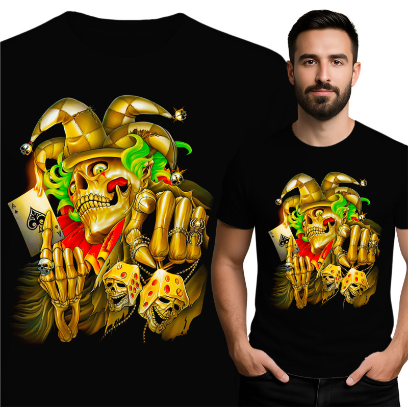Heren T-shirt met Skelet en Nar