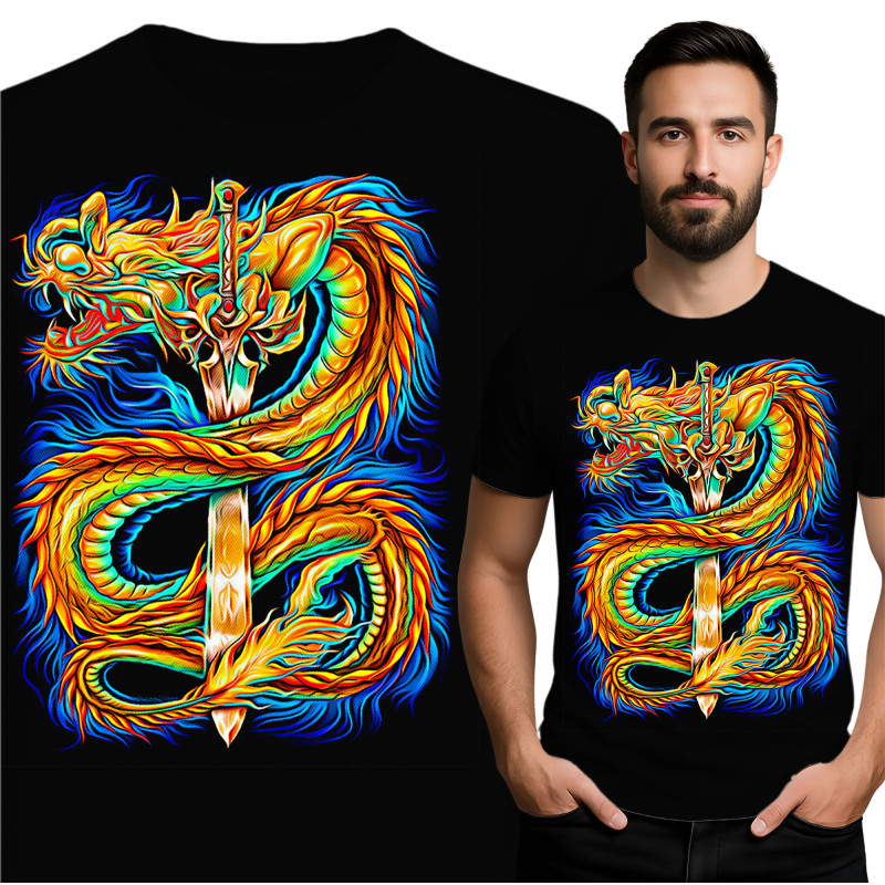 Vibrant Dragon Graphic T-Shirt