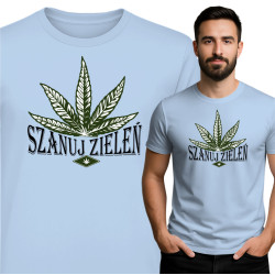 Koszulka Szanuj Zieleń – Liść konopi i gra słów