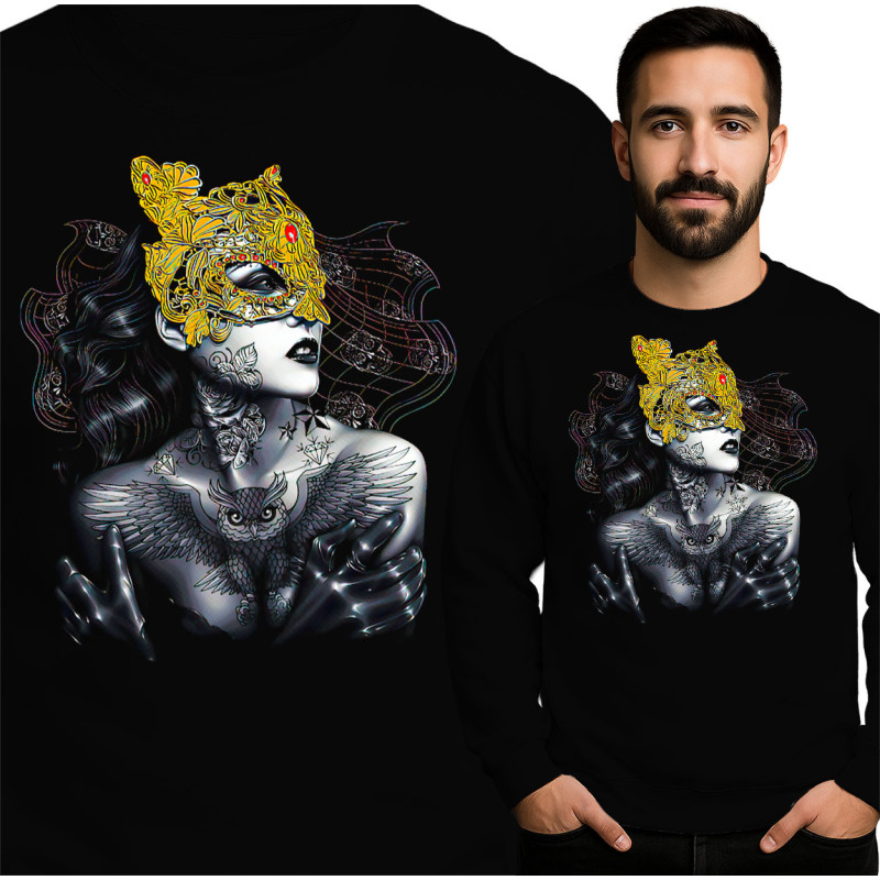 Artistic Hoodie Featuring Intricate Mask Design