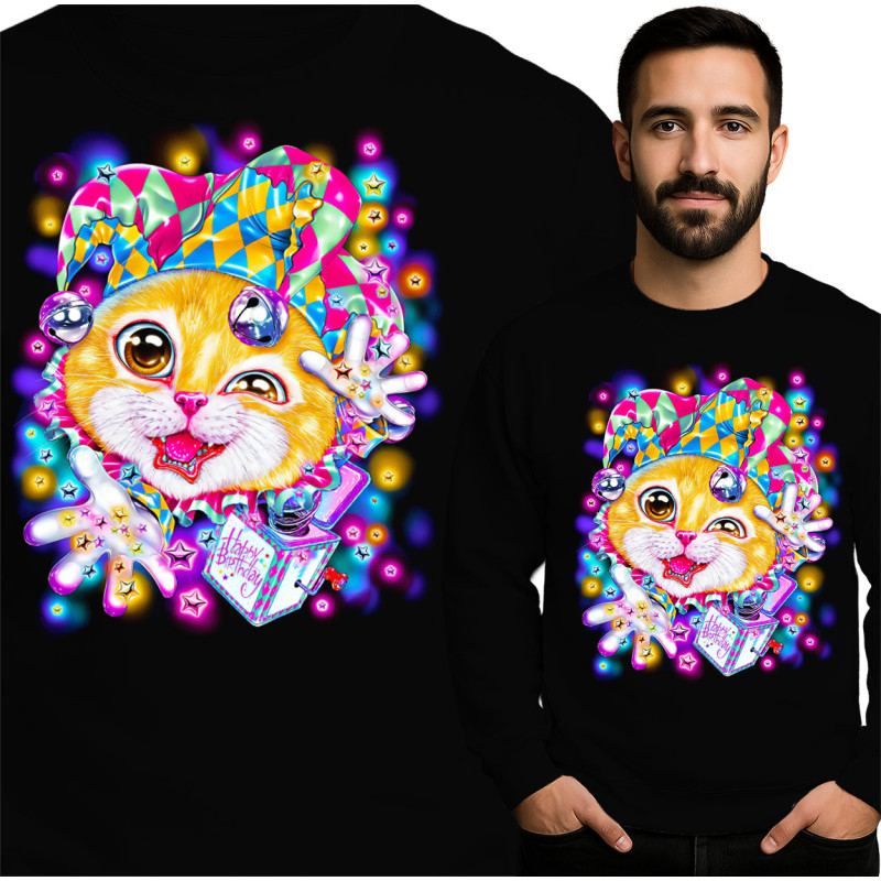 Colorful Cat Graphic Sweatshirt