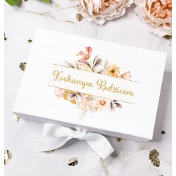 Pudełko ozdobne białe A3 na podziękowanie dla rodziców
