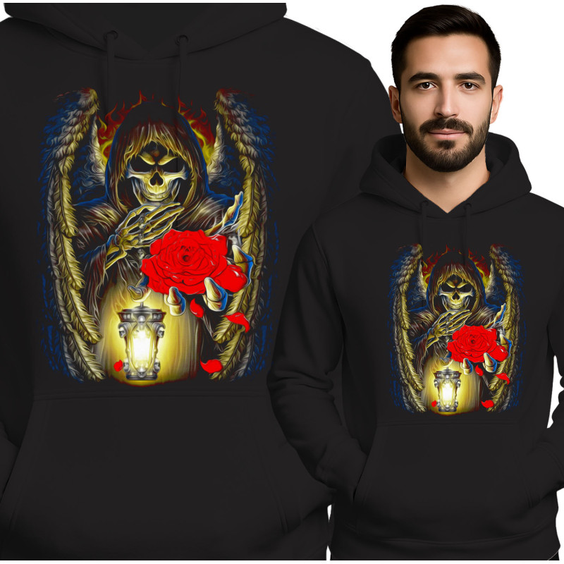 Grim Reaper Hoodie with Rose Design