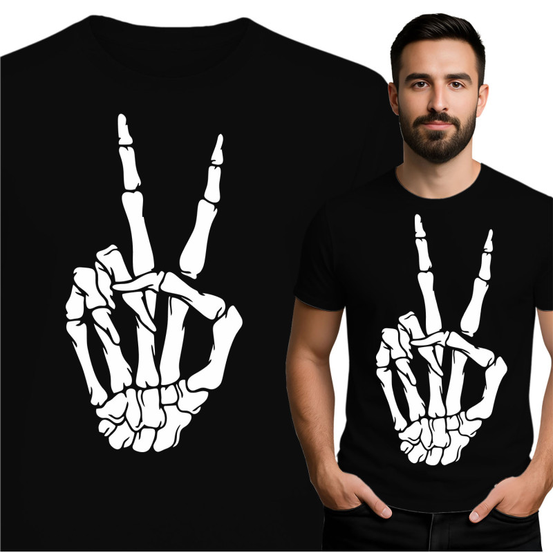 Skeleton V-teken T-Shirt