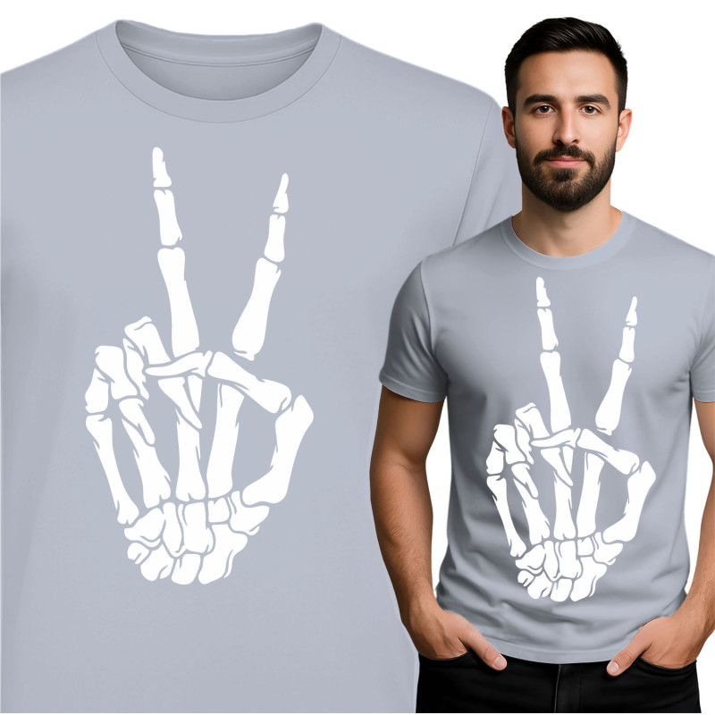 Skeleton V-teken T-Shirt