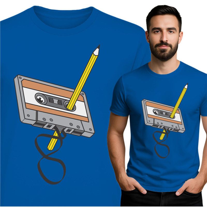 Retro Cassette Tape T-Shirt met Potloodontwerp