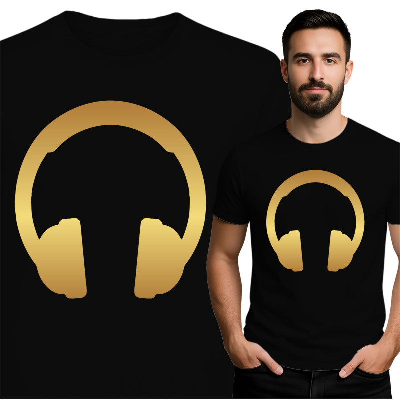 Stijlvol T-shirt met Gouden Hoofdtelefoon