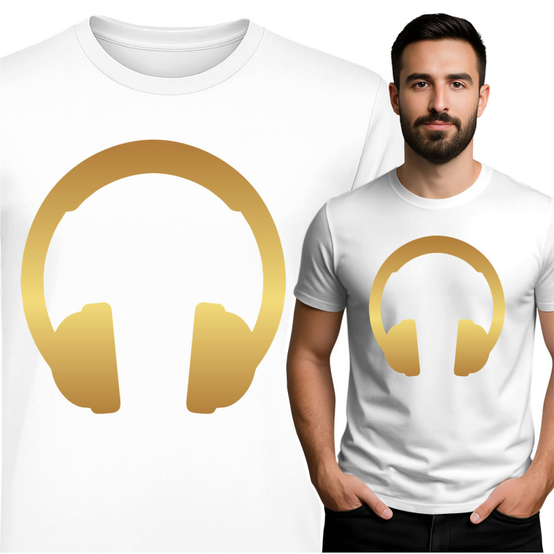 Stijlvol T-shirt met Gouden Hoofdtelefoon