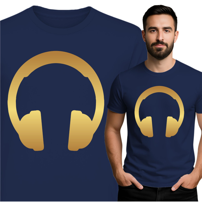Stijlvol T-shirt met Gouden Hoofdtelefoon