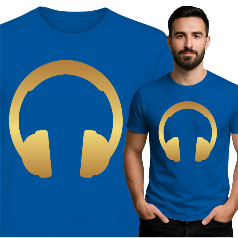 Stijlvol T-shirt met Gouden Hoofdtelefoon