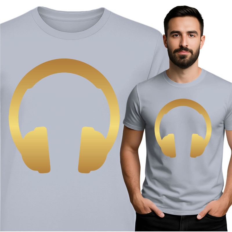 Stijlvol T-shirt met Gouden Hoofdtelefoon
