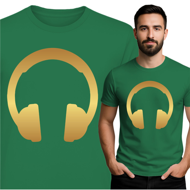 Stijlvol T-shirt met Gouden Hoofdtelefoon