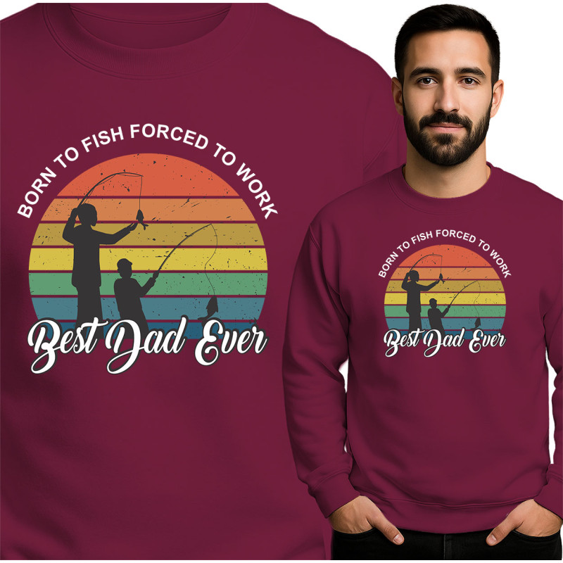 Bluza męska 'Born to Fish - Best Dad Ever'