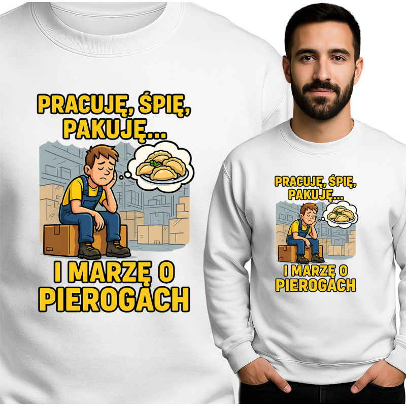 Bluza męska 'Pracuję, Śpię, Pakuję...'