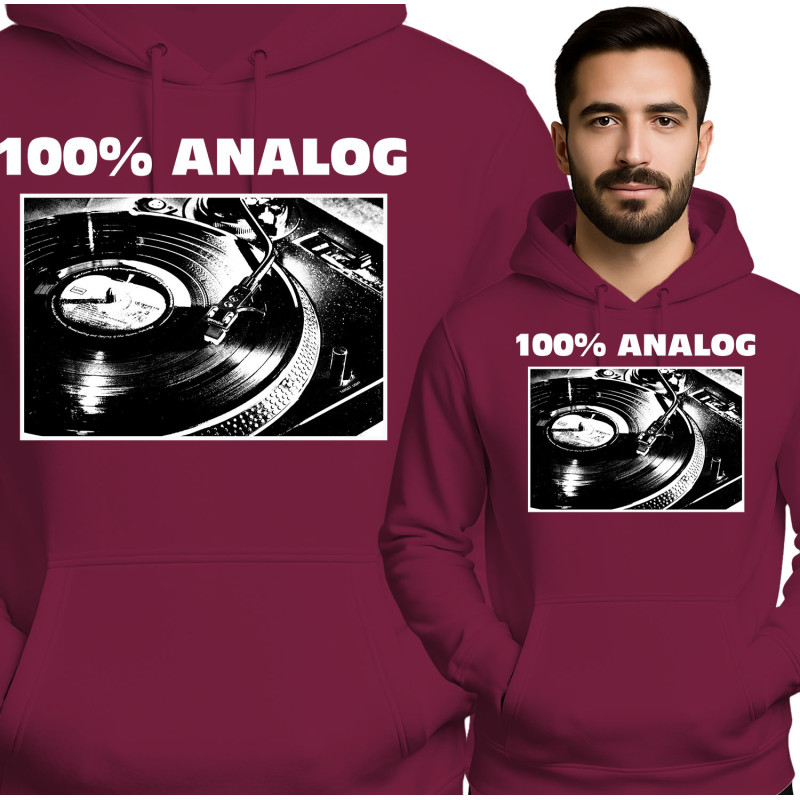'100% Analog' Hoodie - Vintage Stijl