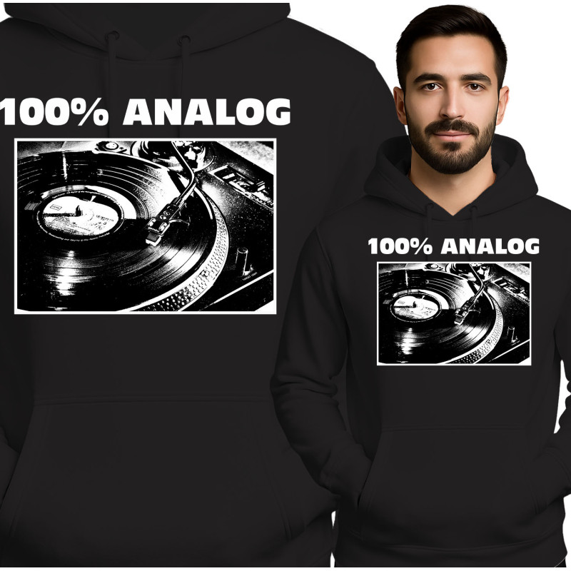 '100% Analog' Hoodie - Vintage Stijl