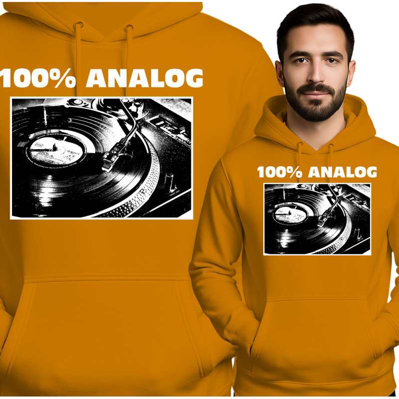 '100% Analog' Hoodie - Vintage Stijl