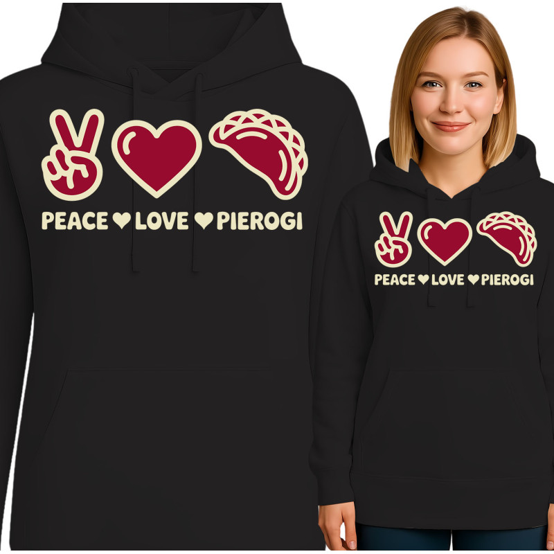 Peace, Love en Pierogi Hoodie