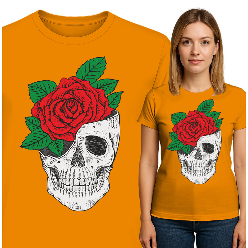 Stijlvol T-shirt met Doodshoofd en Roos