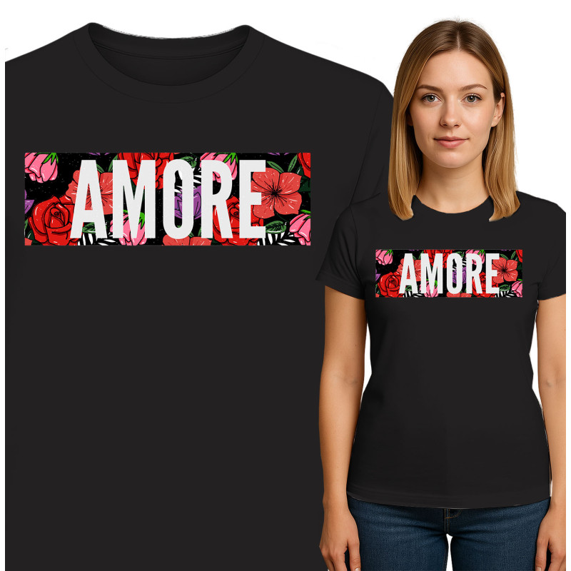 Koszulka damska 'AMORE' w Kwiaty