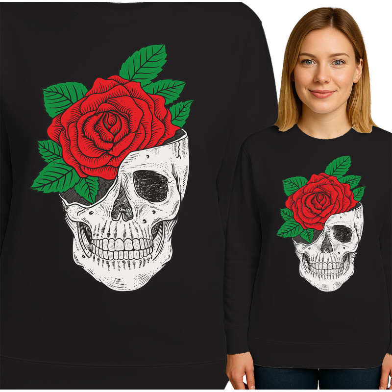 Bluza damska 'Czaszka i róża'