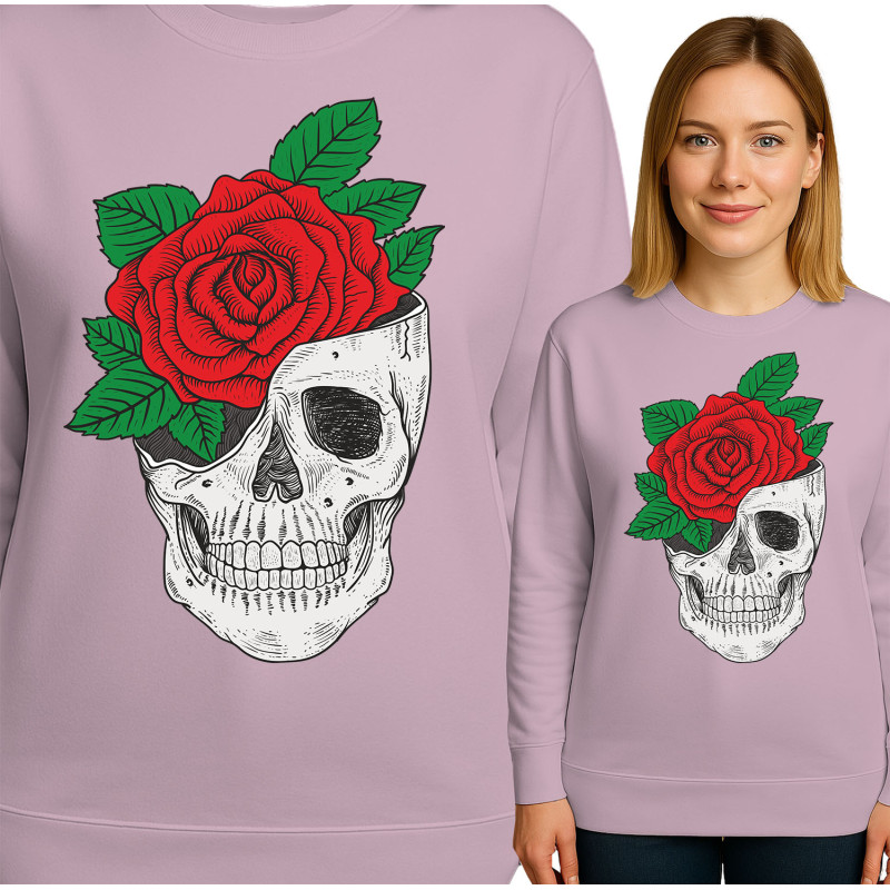 Bluza damska 'Czaszka i róża'