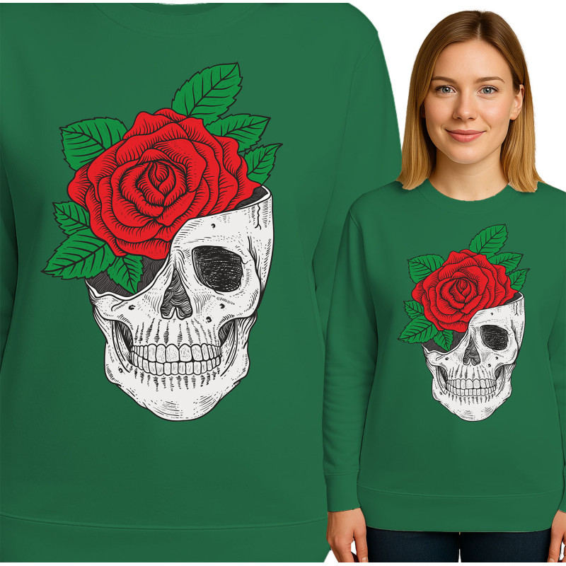 Bluza damska 'Czaszka i róża'